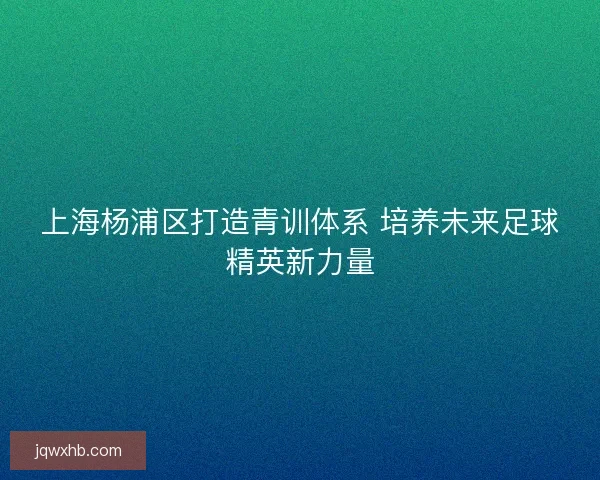 上海杨浦区打造青训体系 培养未来足球精英新力量